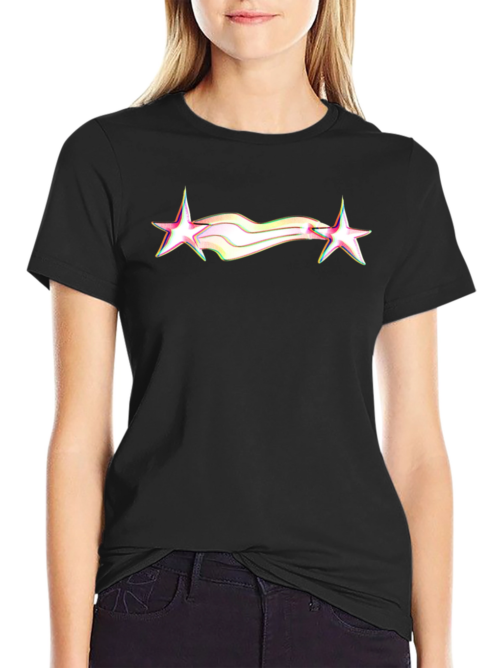 Retro Star Graphic Tee - Black Cotton Blend