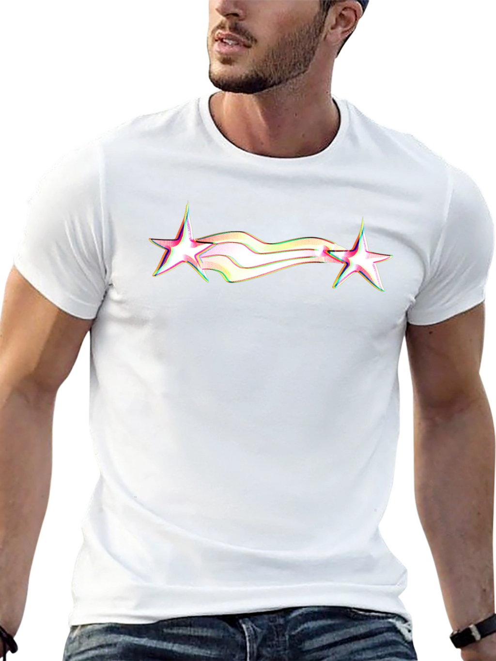 Retro Star Graphic Tee - Black Cotton Blend