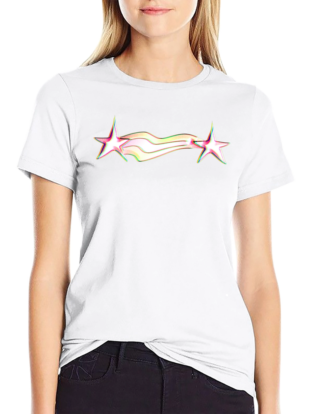 Retro Star Graphic Tee - Black Cotton Blend
