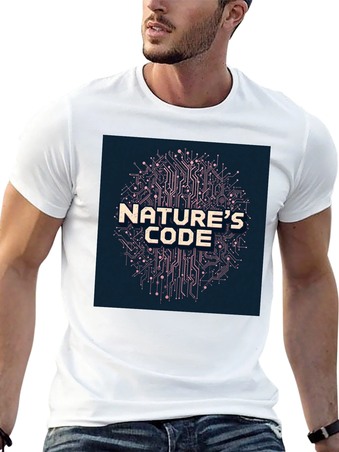 Natures Code Black T-Shirt - Tech Inspired Design