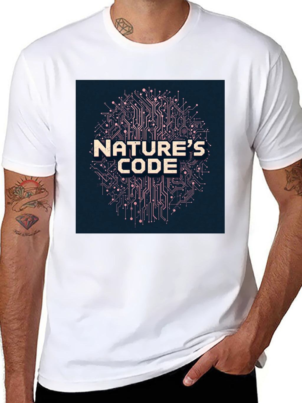 Natures Code Black T-Shirt - Tech Inspired Design
