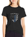 Back the Blue Thin Blue Line Heart Flag T-Shirt