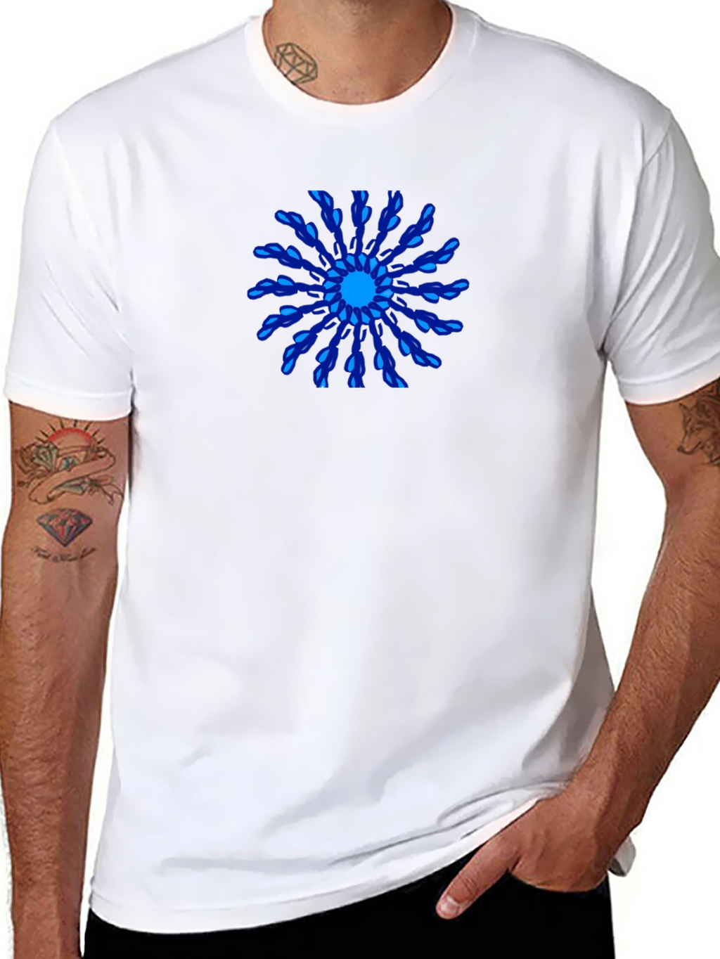Cool Blue Mandala Black T-Shirt