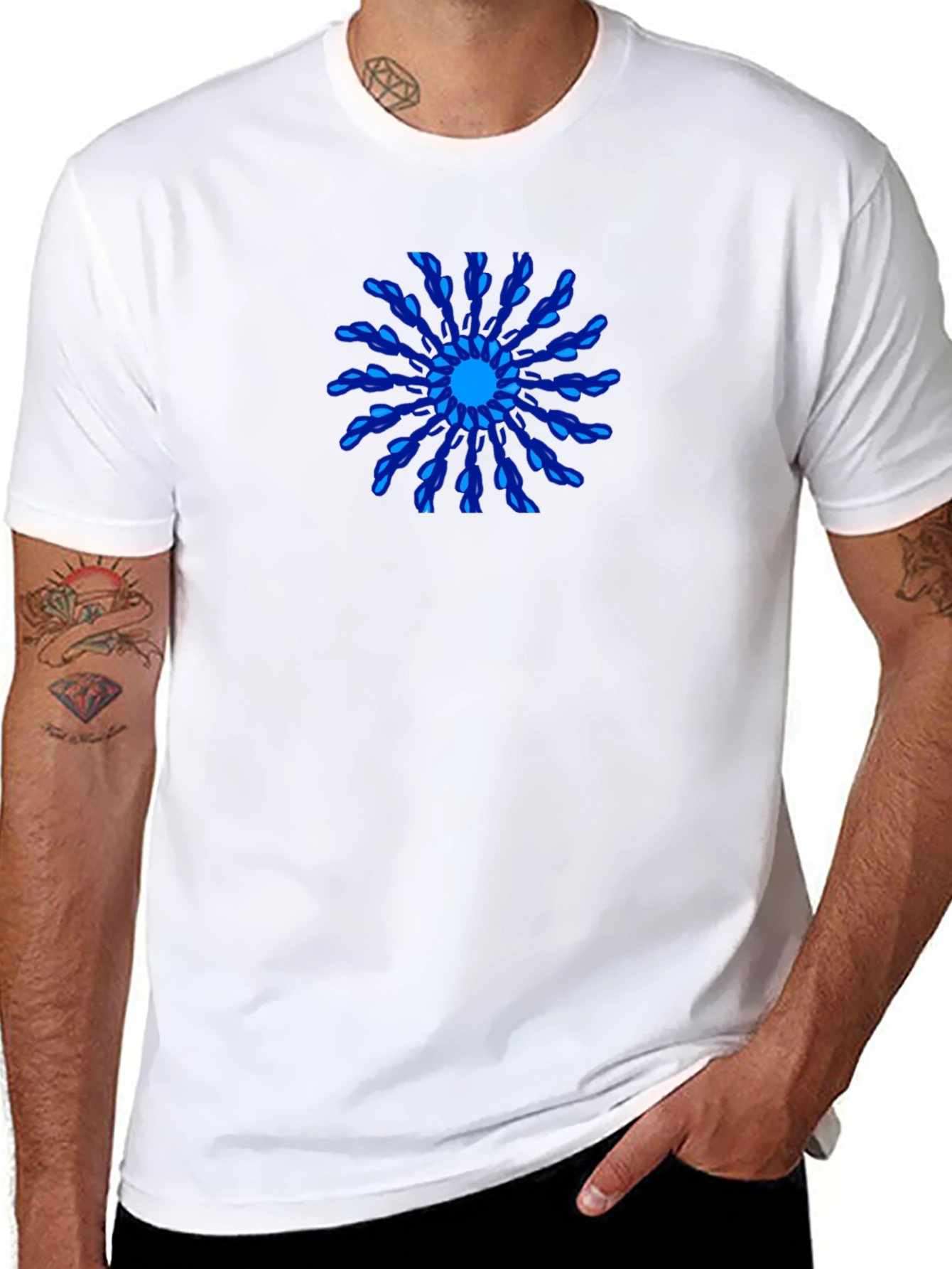 Cool Blue Mandala Black T-Shirt