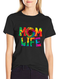Mom Life Tie-Dye Sunflower Graphic Tee