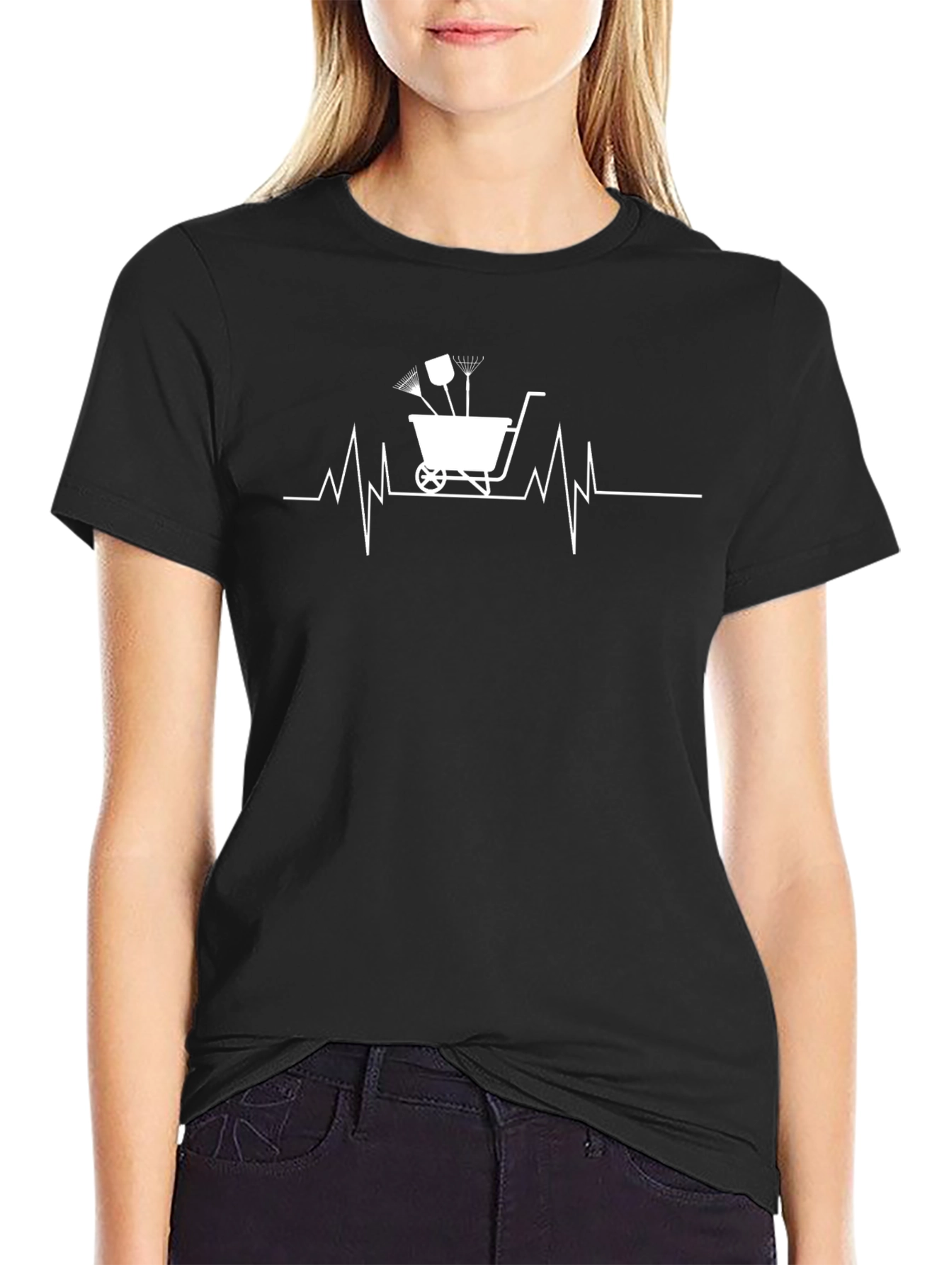 Gardeners Heartbeat T-Shirt - Garden Tool Cart Design