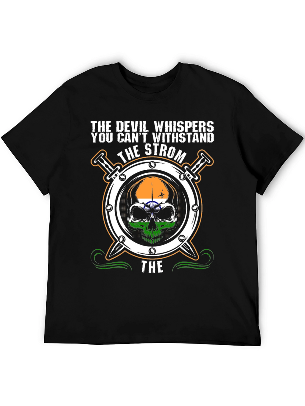 Devil Whispers Strom Skull Graphic Tee