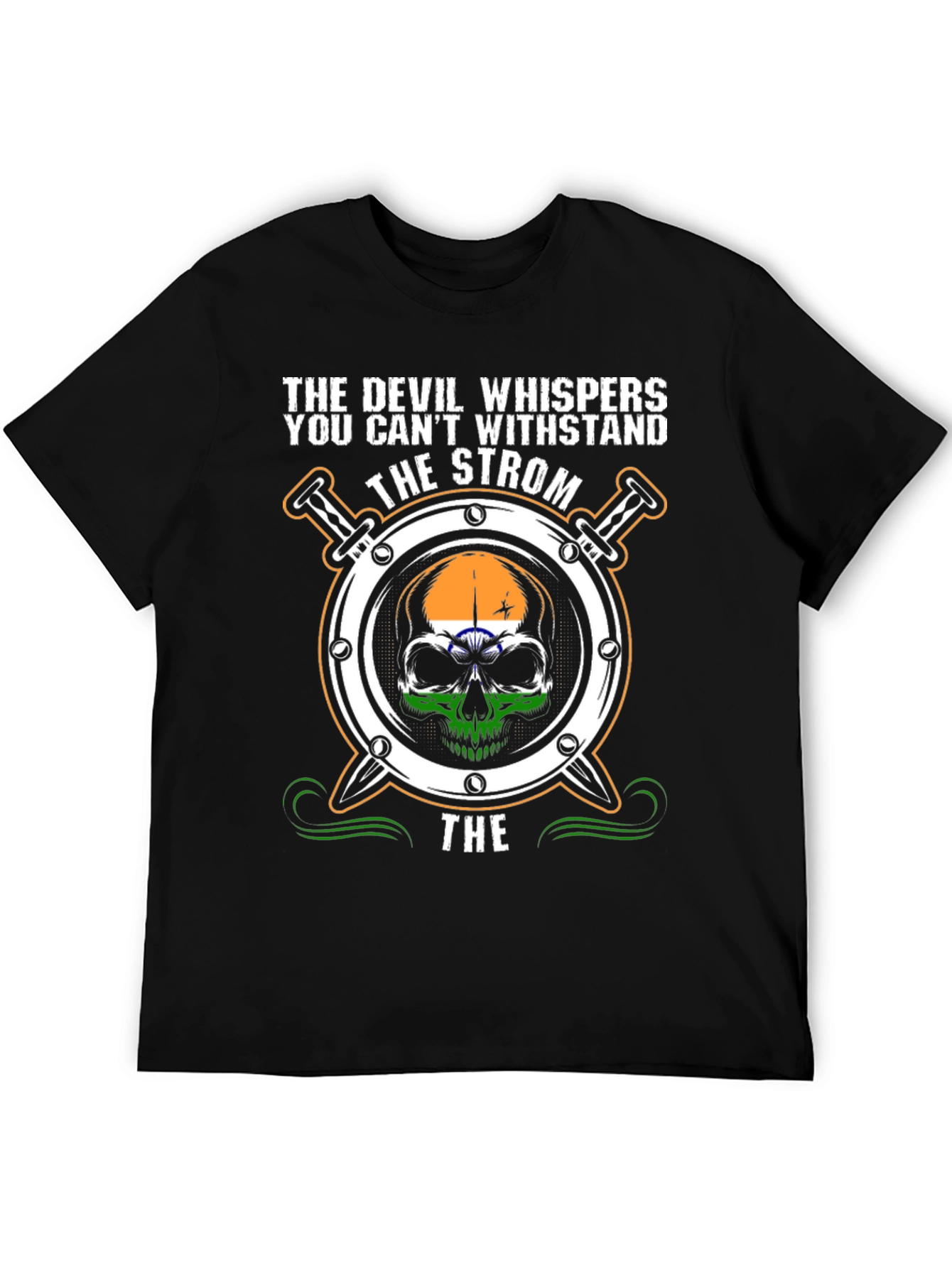 Devil Whispers Strom Skull Graphic Tee