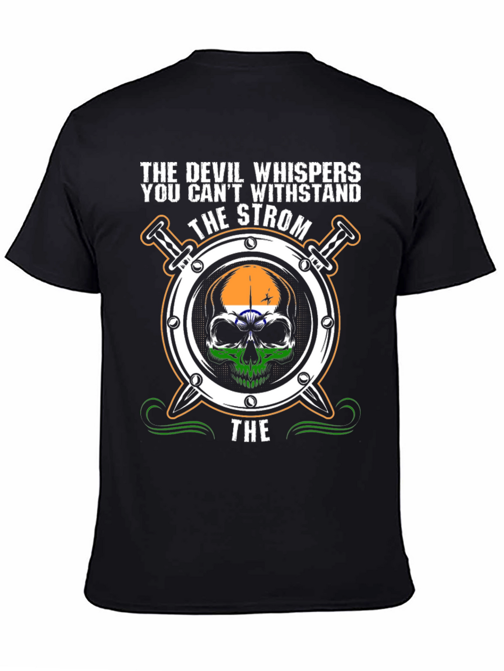 Devil Whispers Strom Skull Graphic Tee
