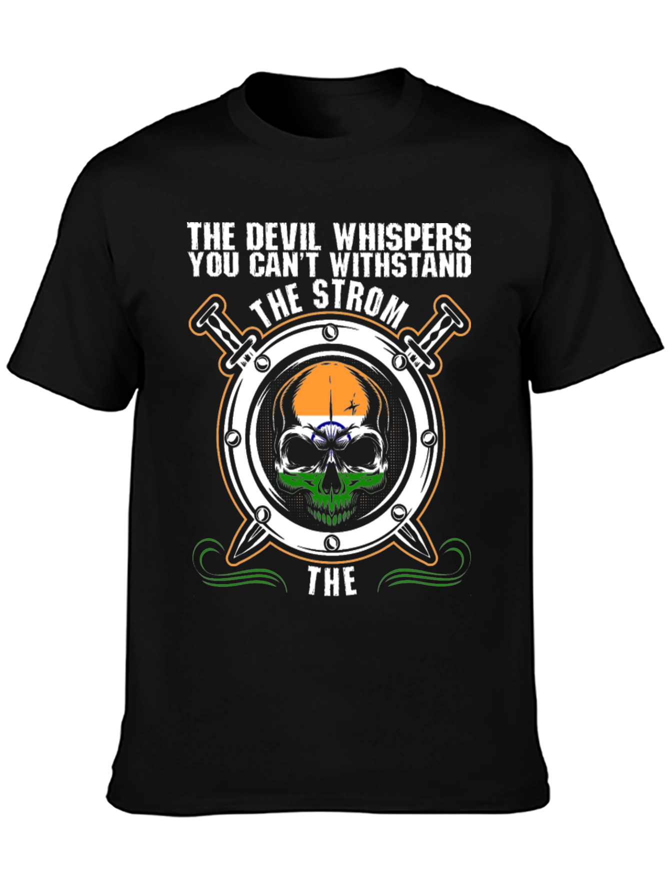Devil Whispers Strom Skull Graphic Tee