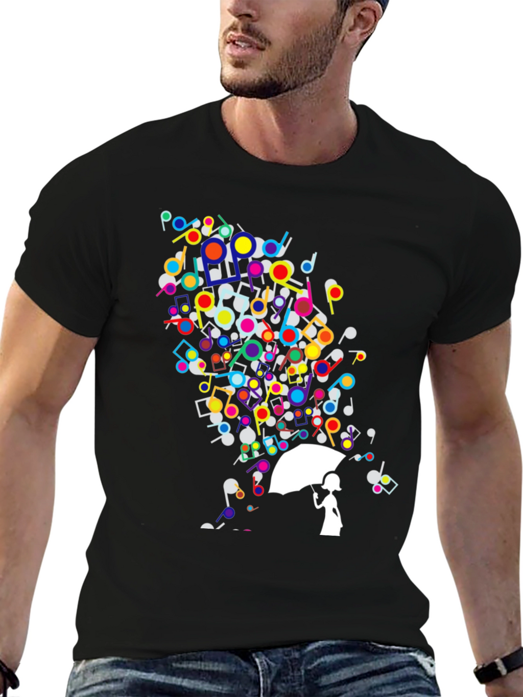 Musical Rain Unisex Black T-Shirt