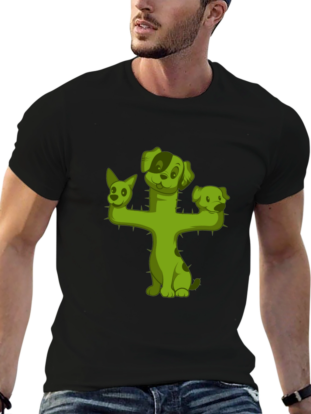 Cactus Dog T-Shirt - Black Cotton Tee