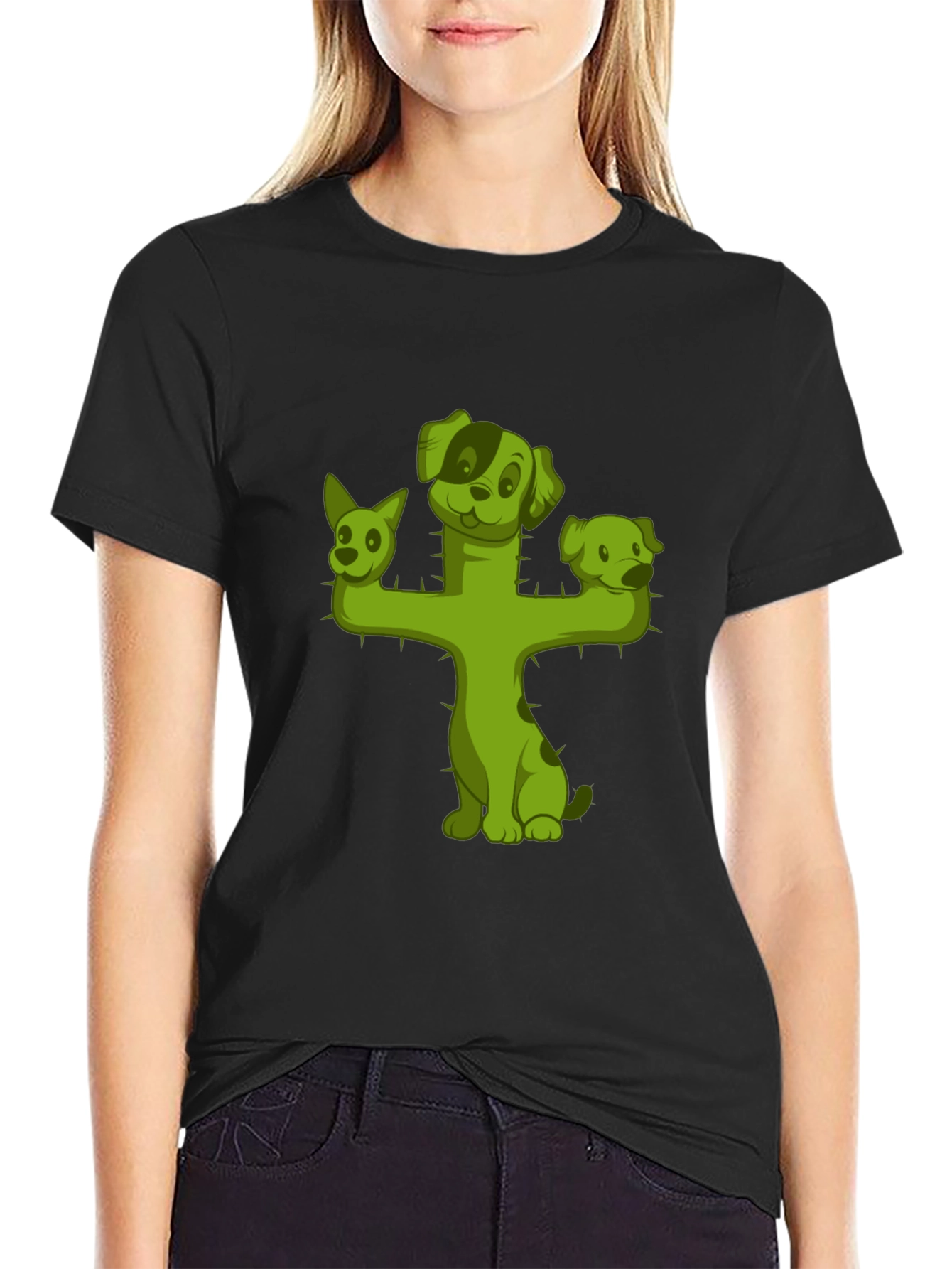 Cactus Dog T-Shirt - Black Cotton Tee