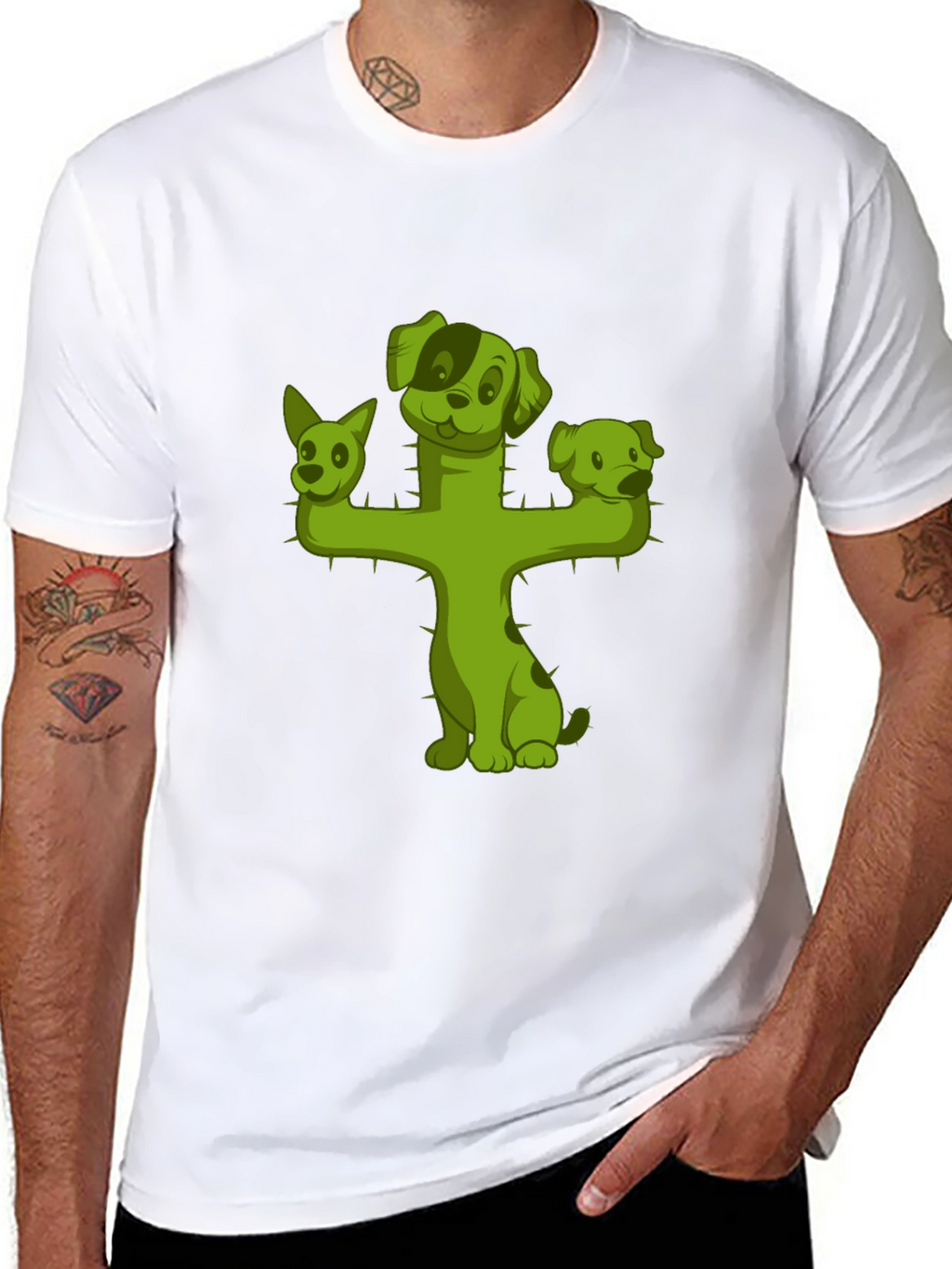 Cactus Dog T-Shirt - Black Cotton Tee