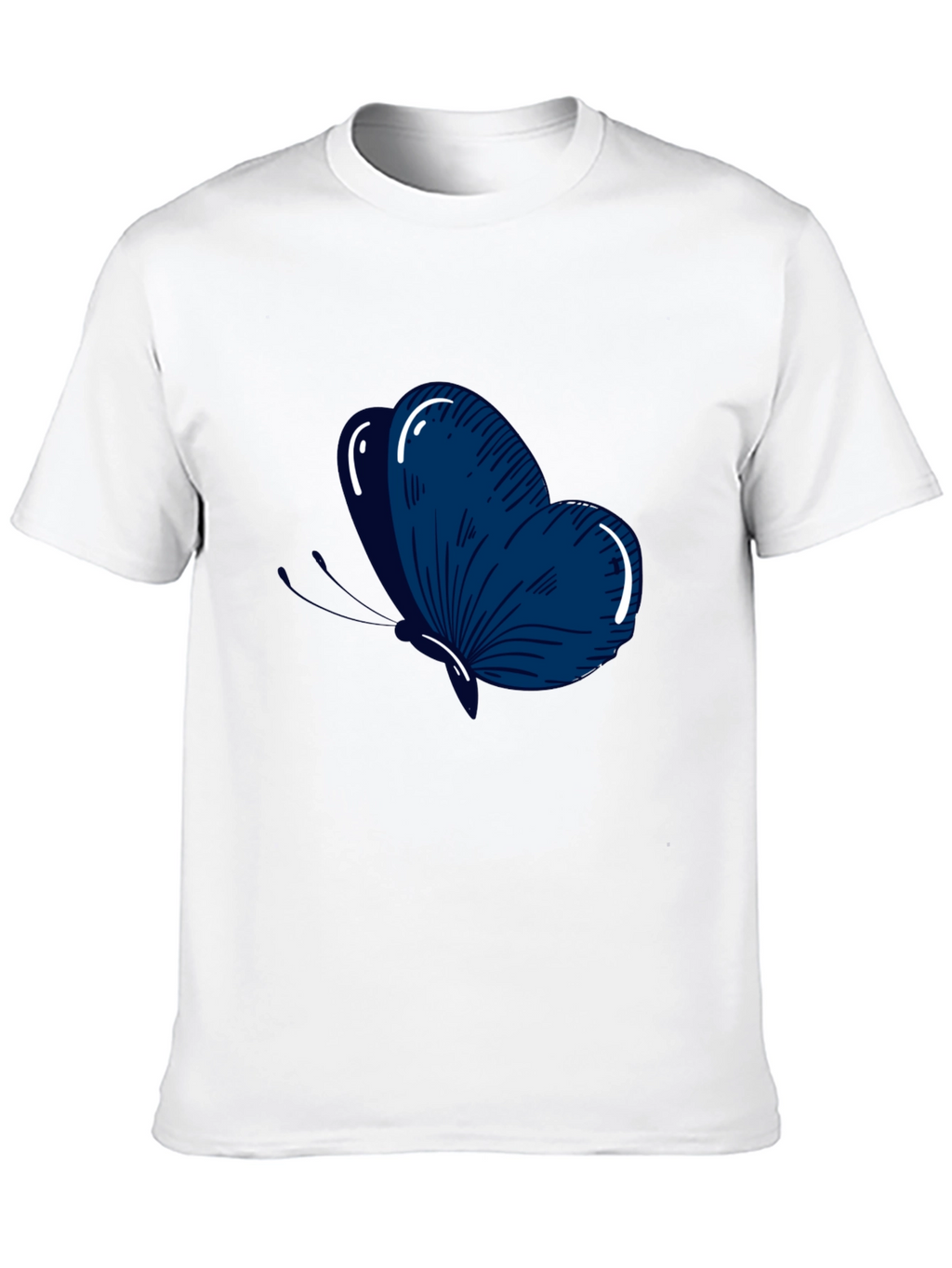 Mens Black T-Shirt with Blue Butterfly Graphic