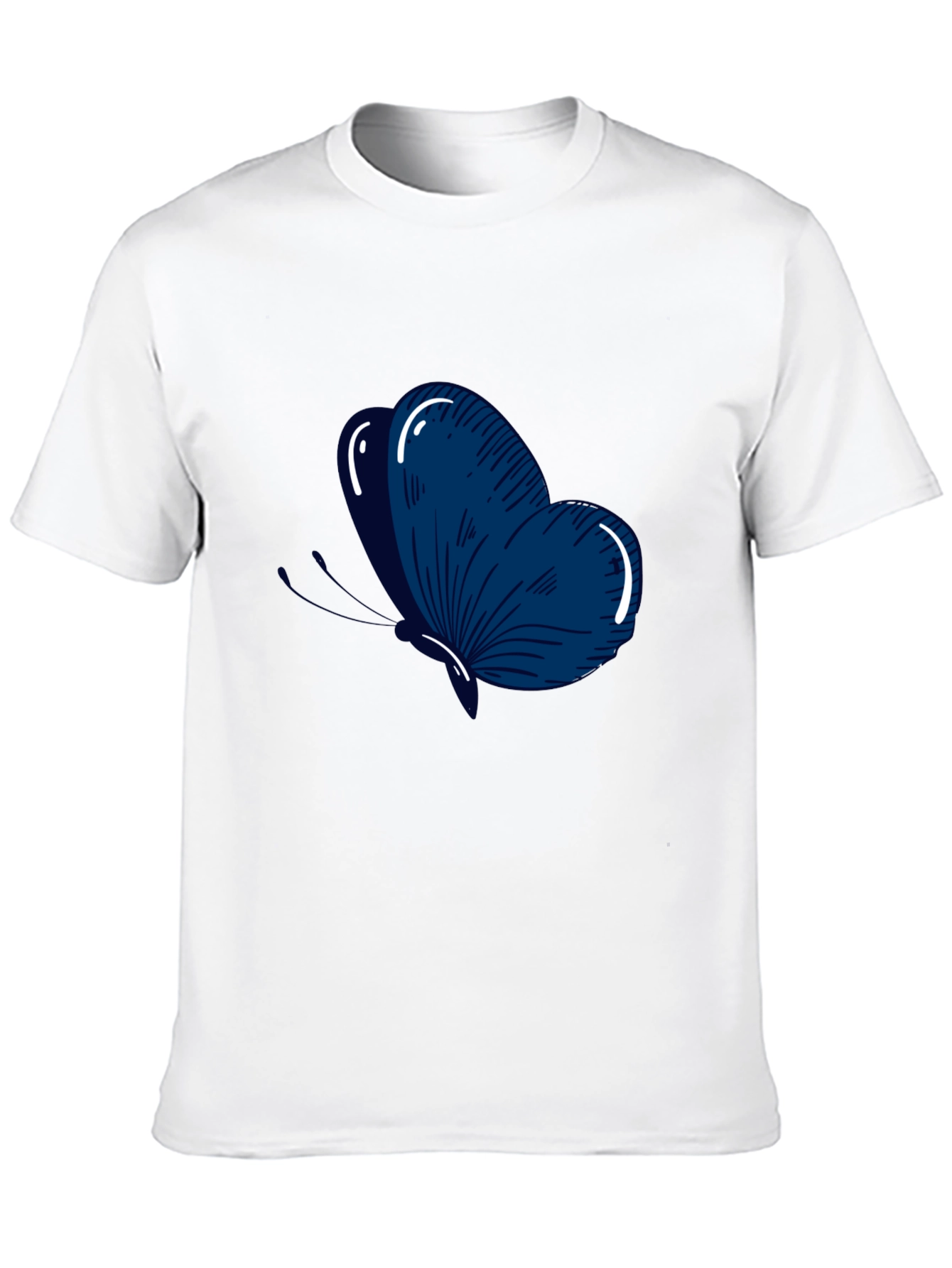 Mens Black T-Shirt with Blue Butterfly Graphic