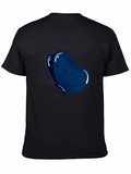 Mens Black T-Shirt with Blue Butterfly Graphic