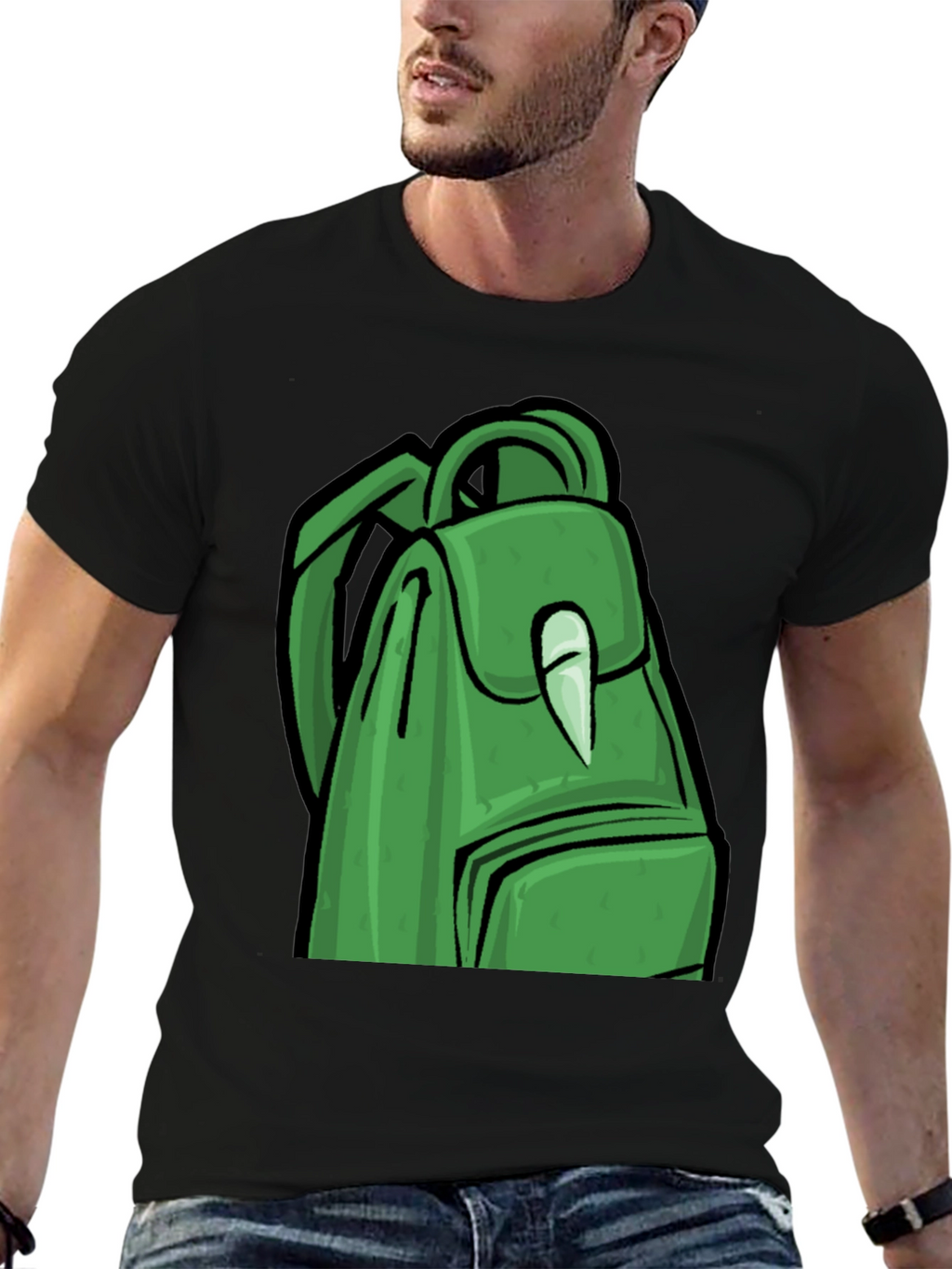 Green Backpack Graphic T-Shirt - Trendy Style