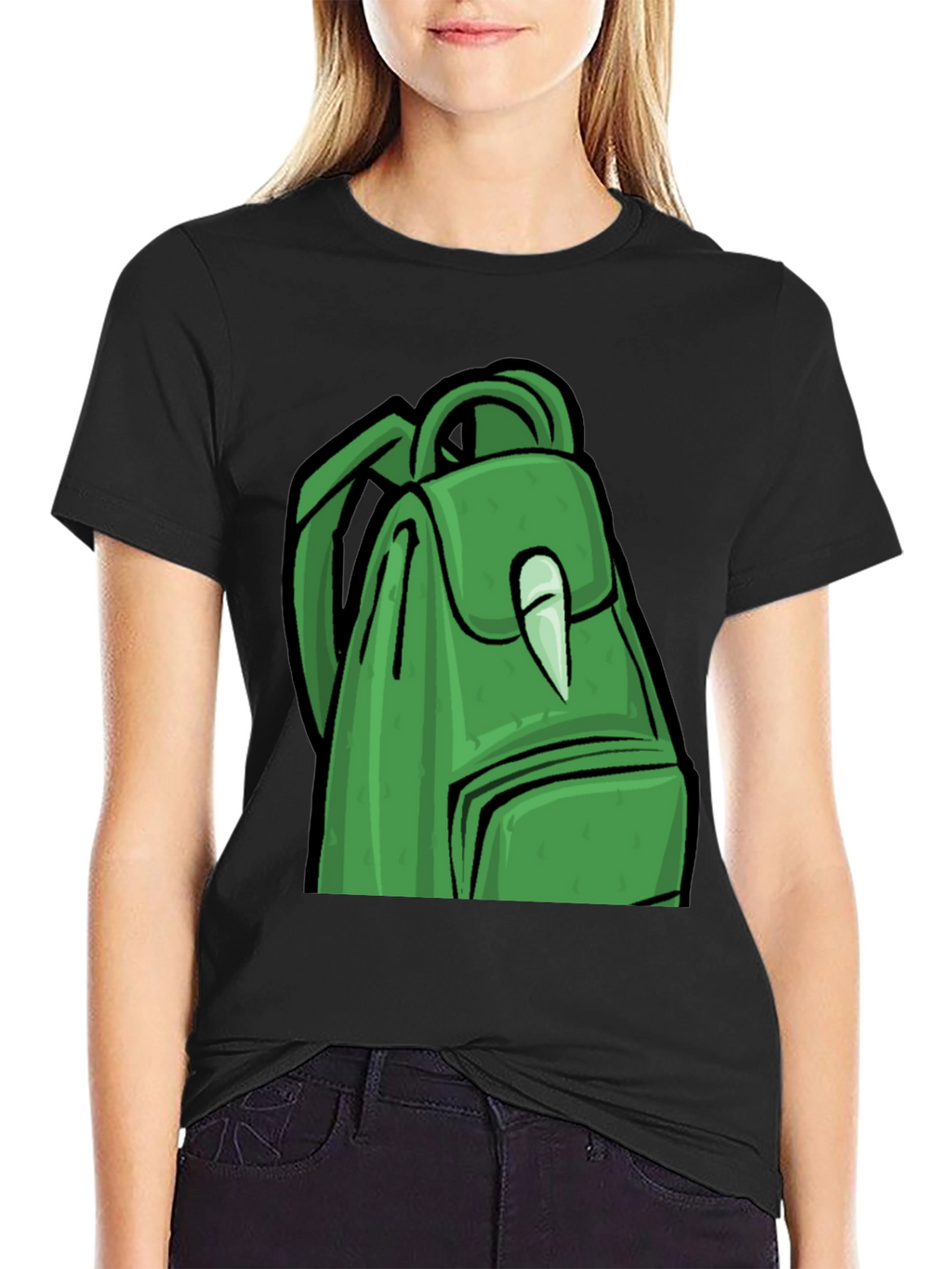 Green Backpack Graphic T-Shirt - Trendy Style