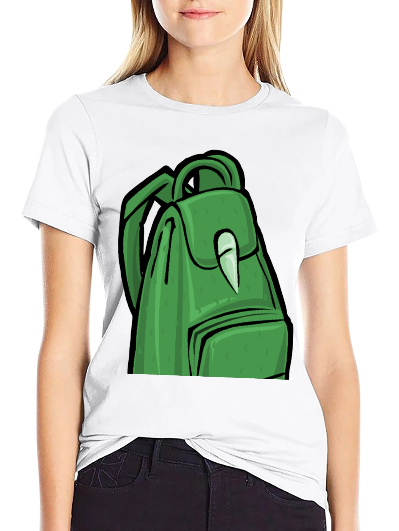 Green Backpack Graphic T-Shirt - Trendy Style