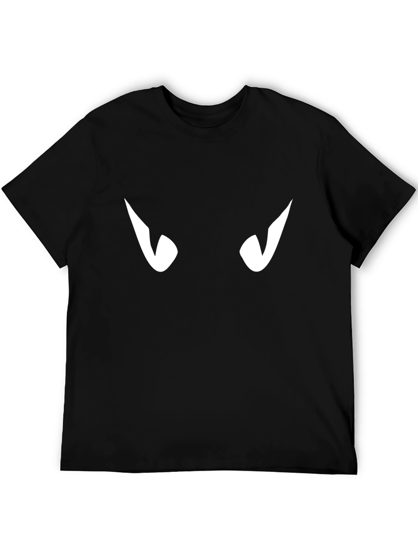 Mens Black T-Shirt with White Eyes Graphic