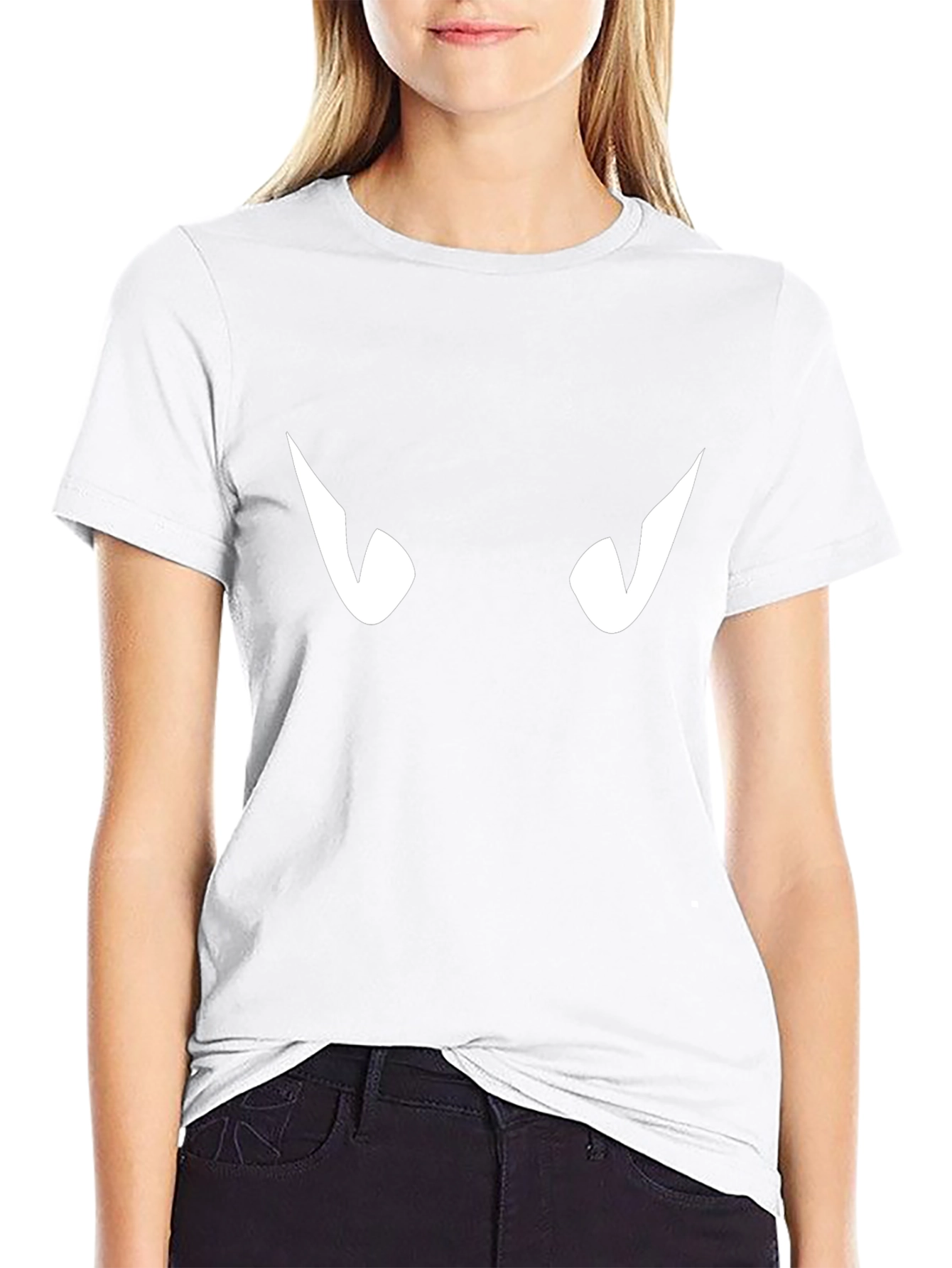 Mens Black T-Shirt with White Eyes Graphic
