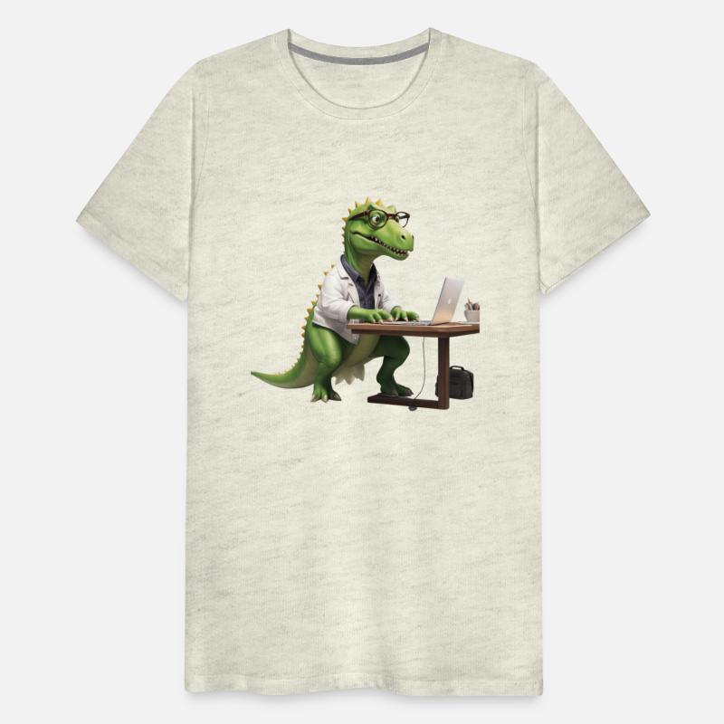 Exhausted T-Rex Working on a Laptop – Funny Dinosa