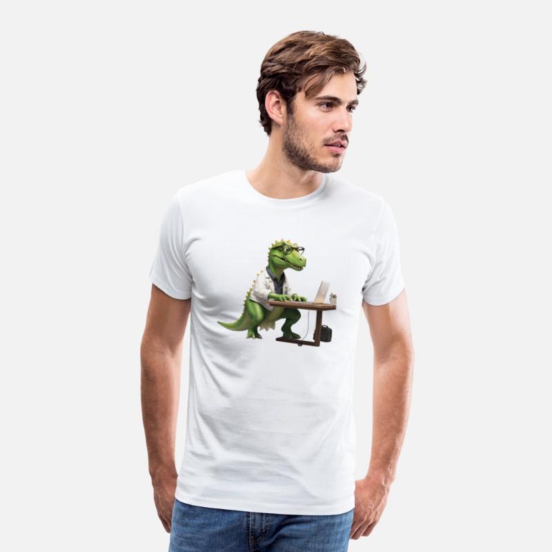 Exhausted T-Rex Working on a Laptop – Funny Dinosa