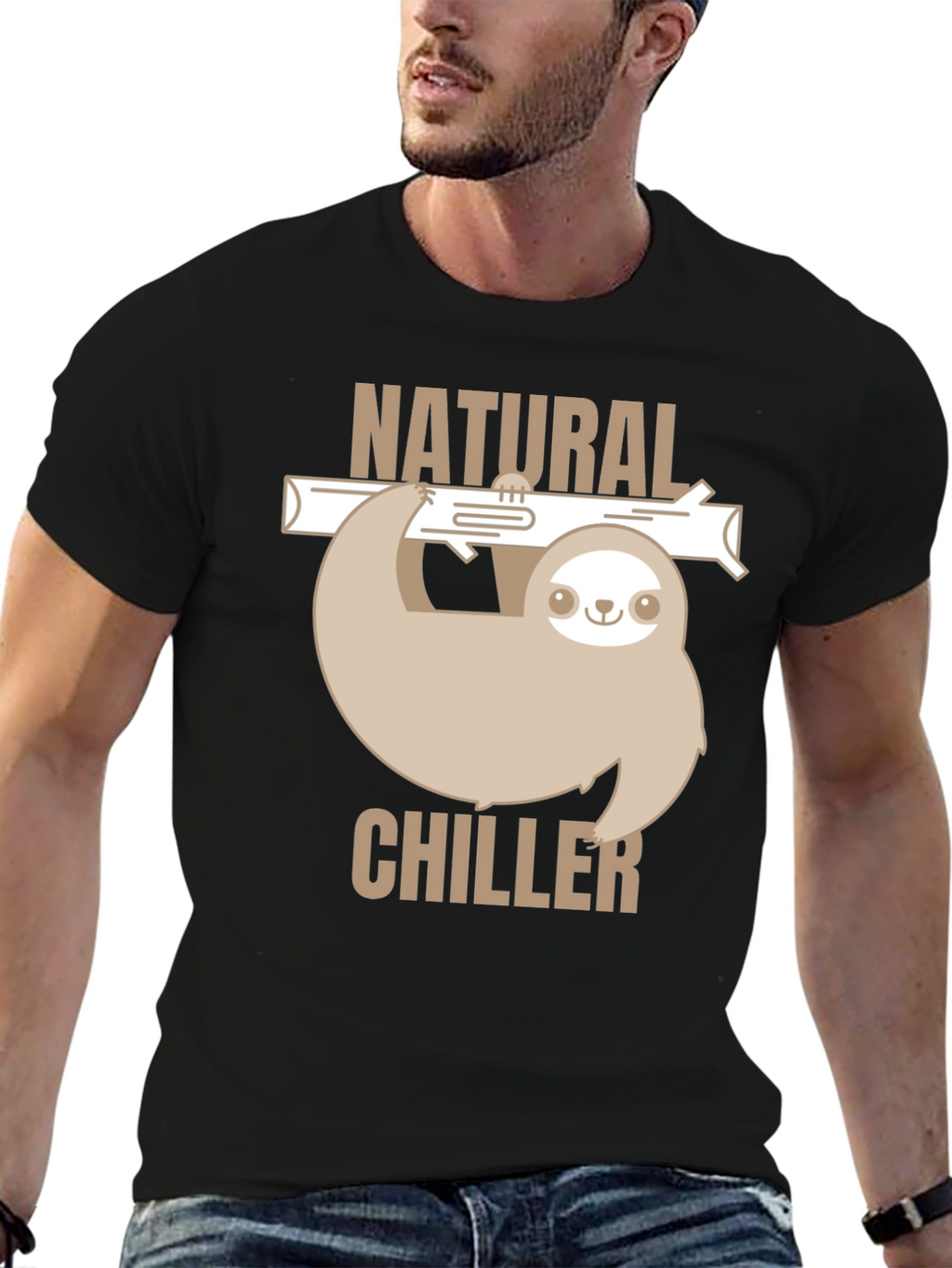 Natural Chiller Sloth Graphic T-Shirt