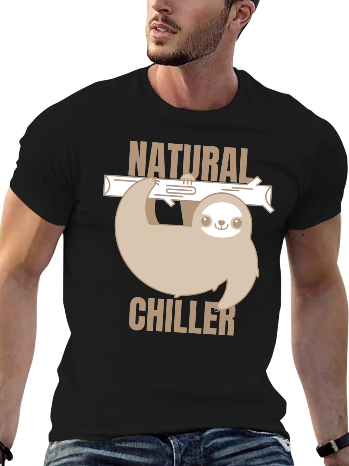 Natural Chiller Sloth Graphic T-Shirt