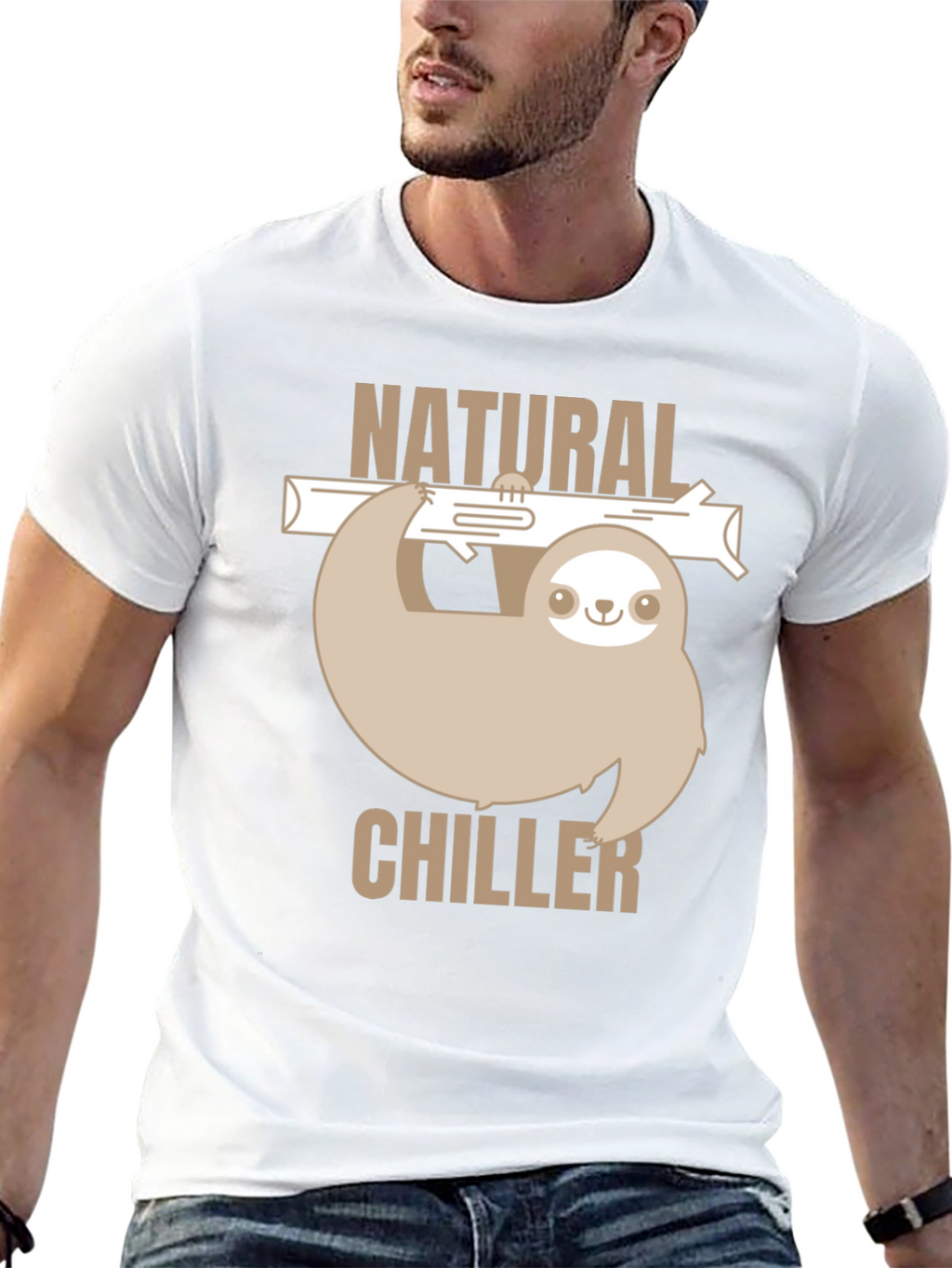 Natural Chiller Sloth Graphic T-Shirt