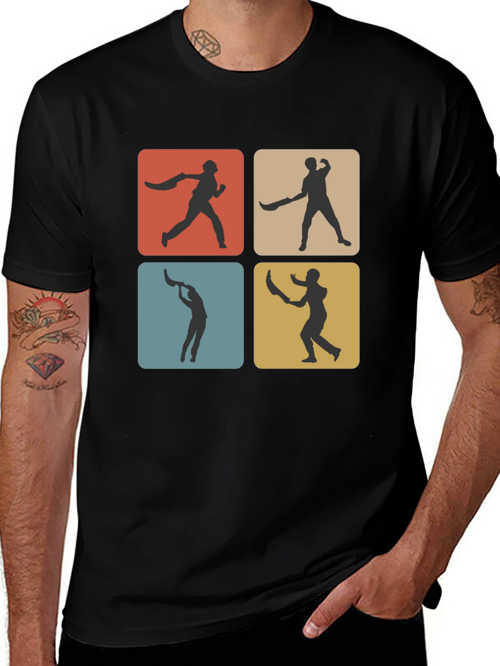 Retro Cricket T-Shirt - Black
