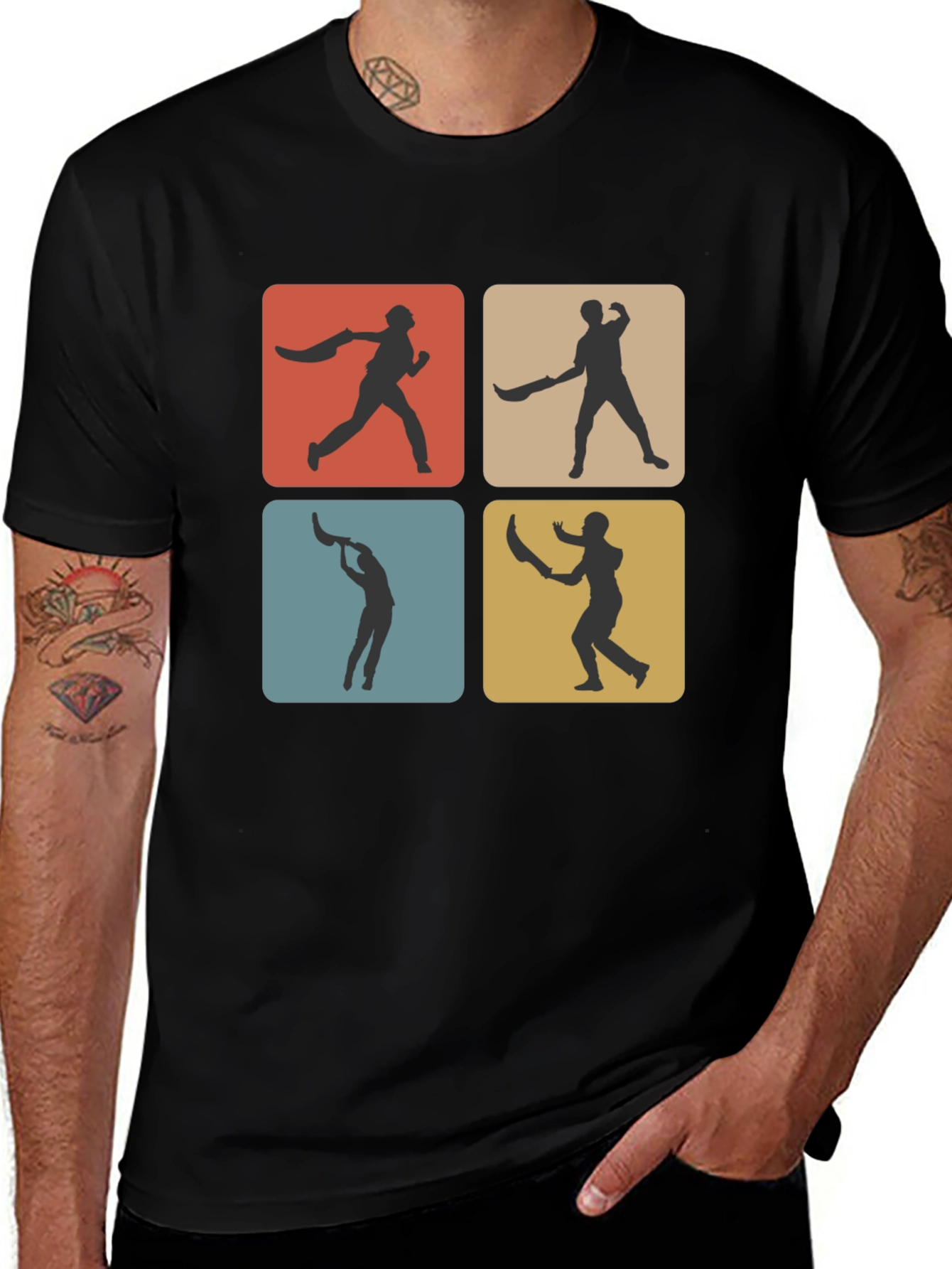 Retro Cricket T-Shirt - Black