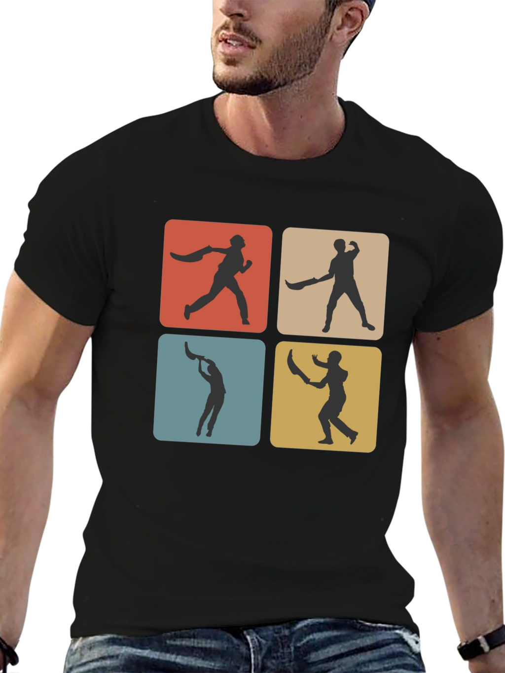 Retro Cricket T-Shirt - Black