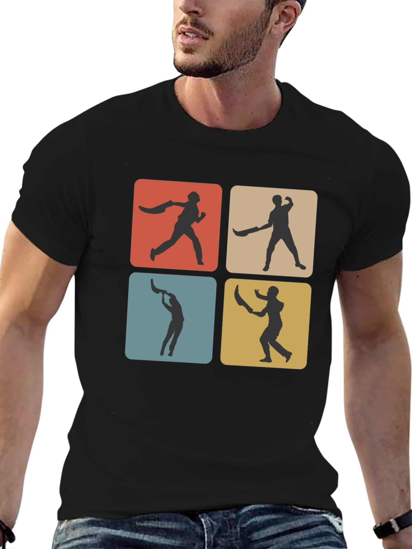 Retro Cricket T-Shirt - Black