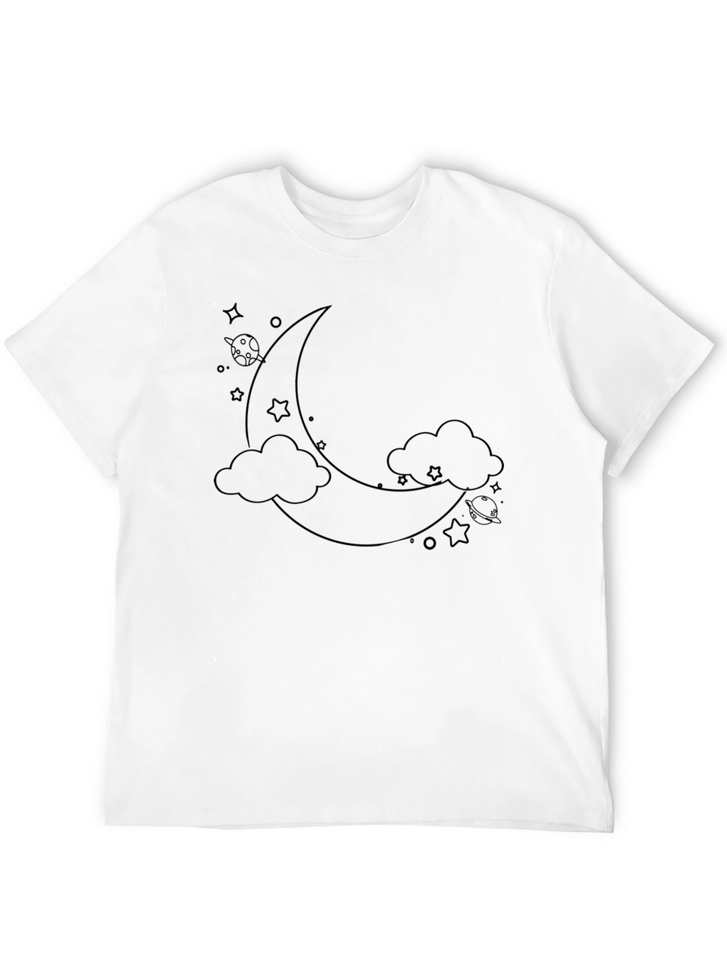 Dreamy Moon & Stars Graphic Tee - Black