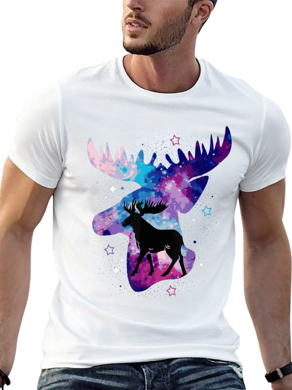 Cosmic Moose T-Shirt - Galaxy Animal Print