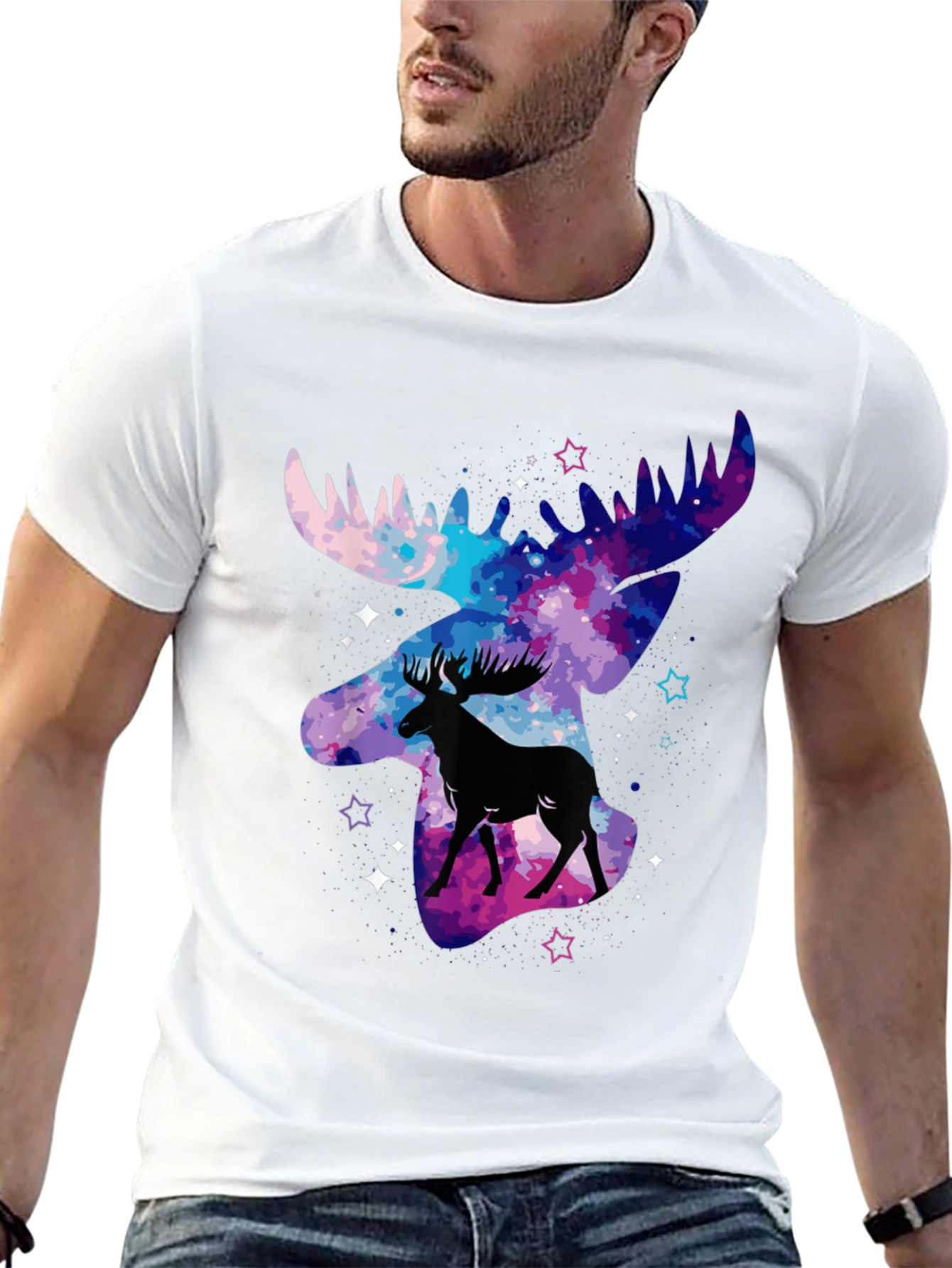 Cosmic Moose T-Shirt - Galaxy Animal Print