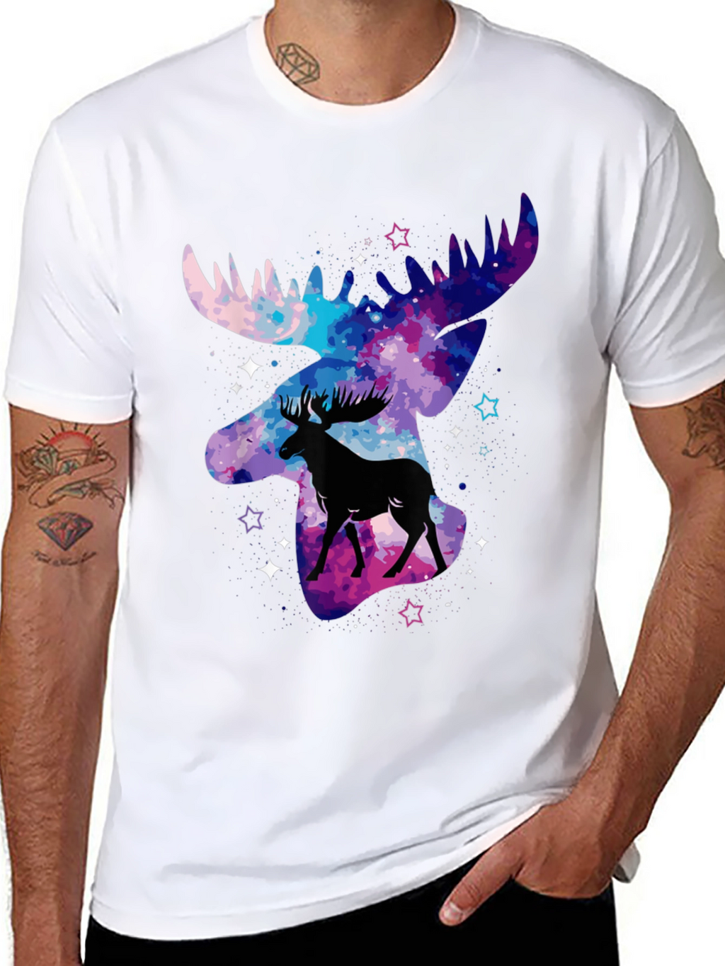 Cosmic Moose T-Shirt - Galaxy Animal Print