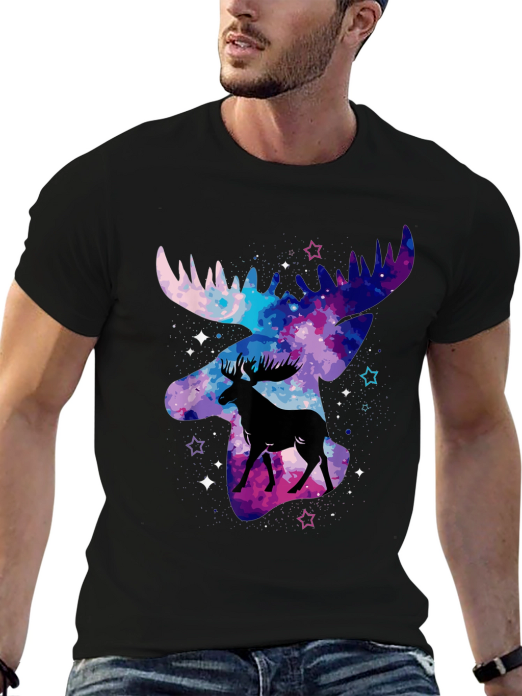 Cosmic Moose T-Shirt - Galaxy Animal Print