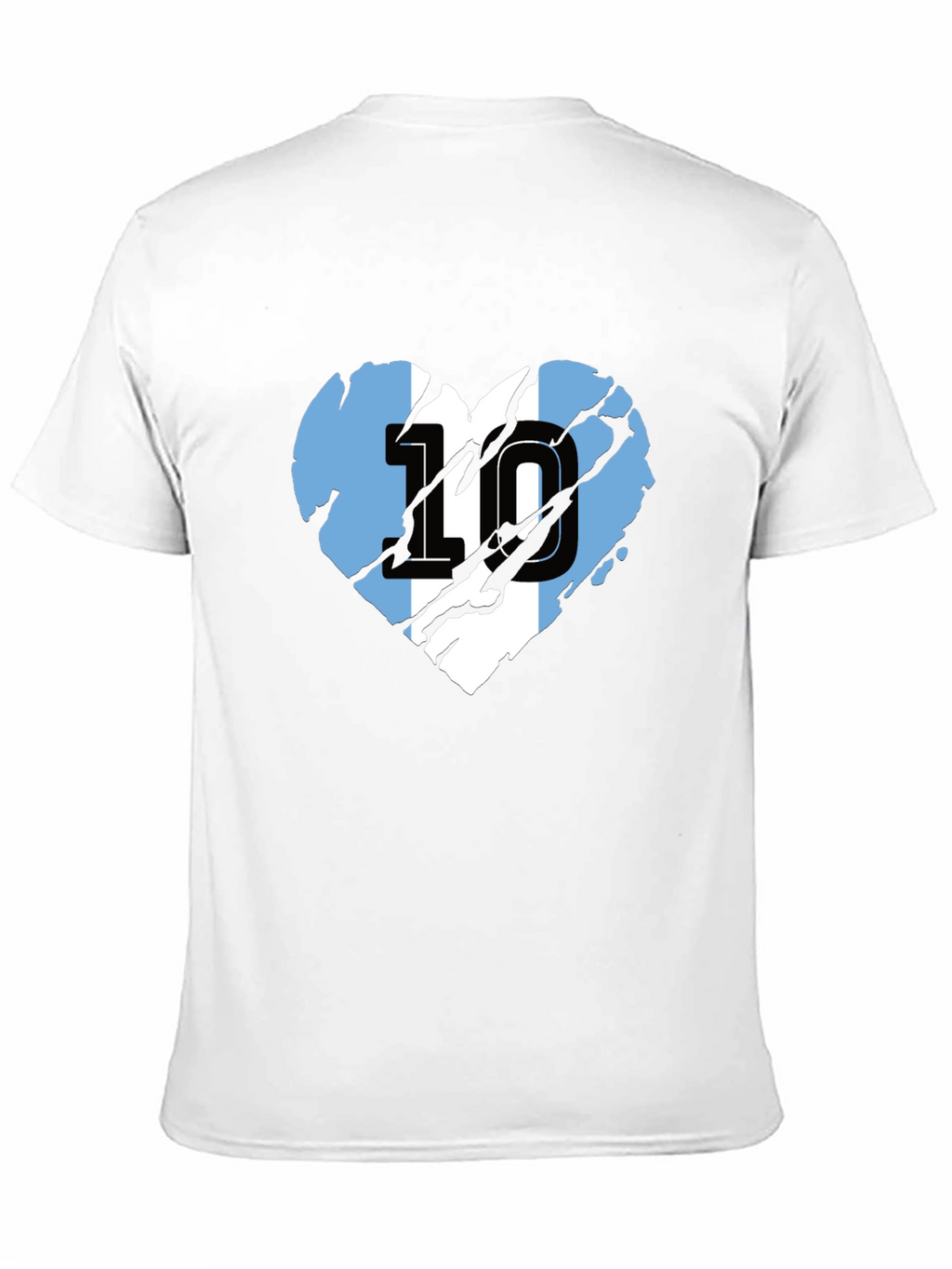 Argentina Flag Heart Number 10 Black T-Shirt