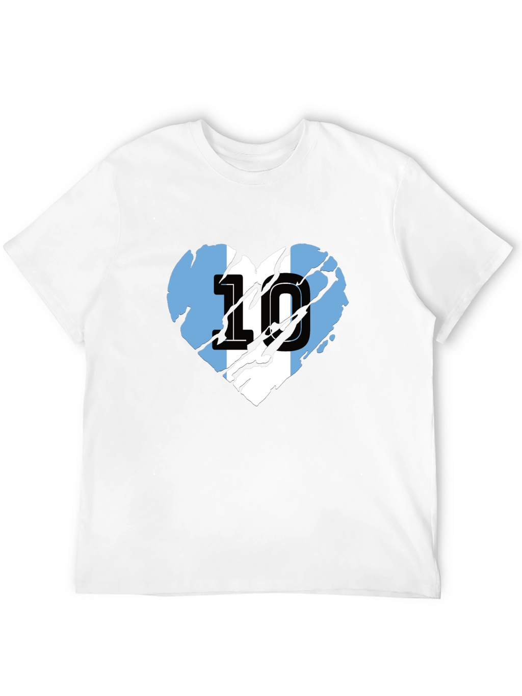 Argentina Flag Heart Number 10 Black T-Shirt