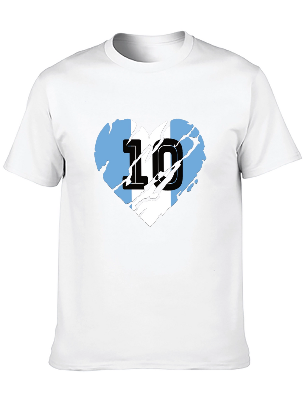 Argentina Flag Heart Number 10 Black T-Shirt