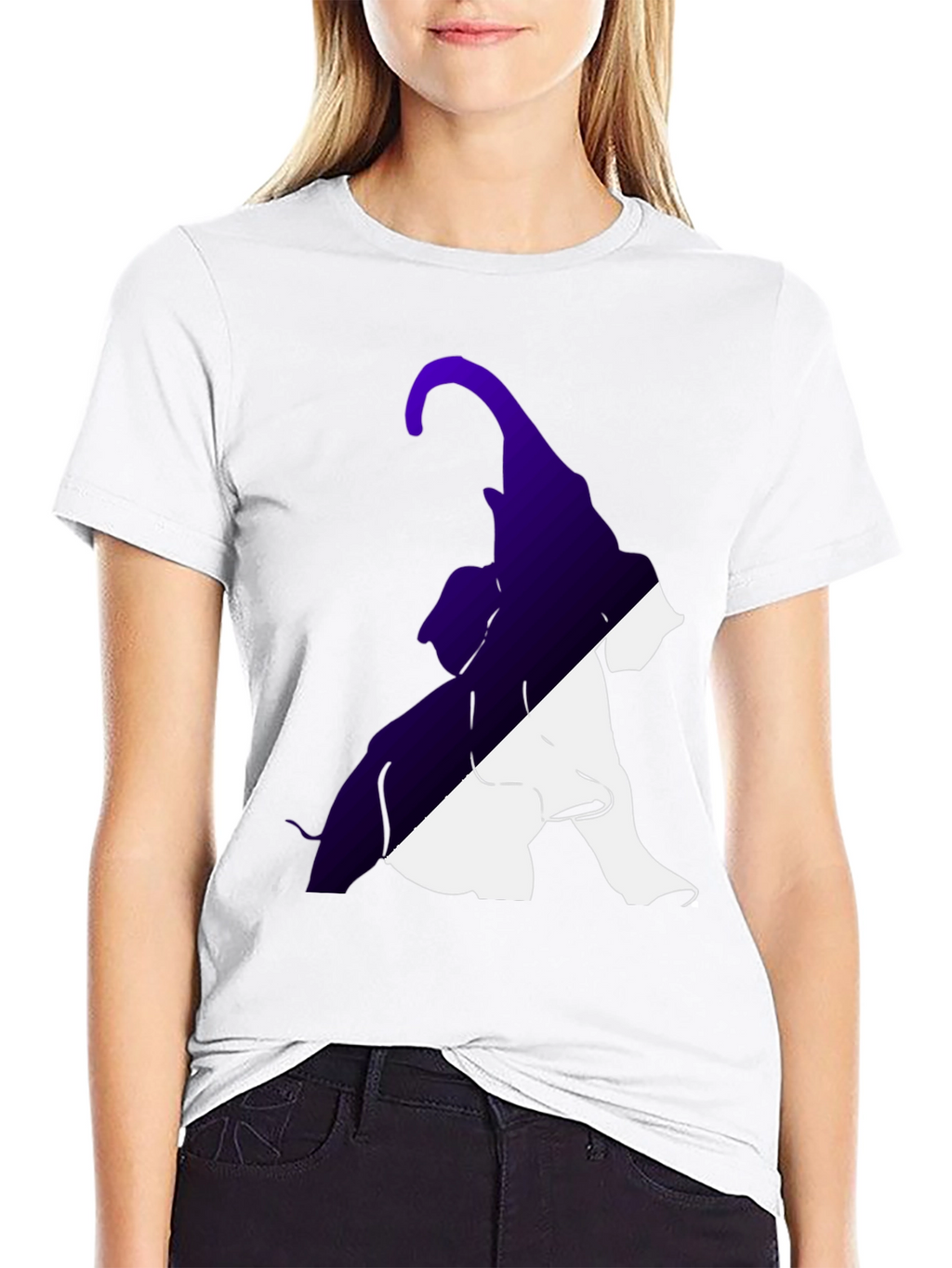 Two-Tone Elephant Graphic Tee - Stylish Casual Wear