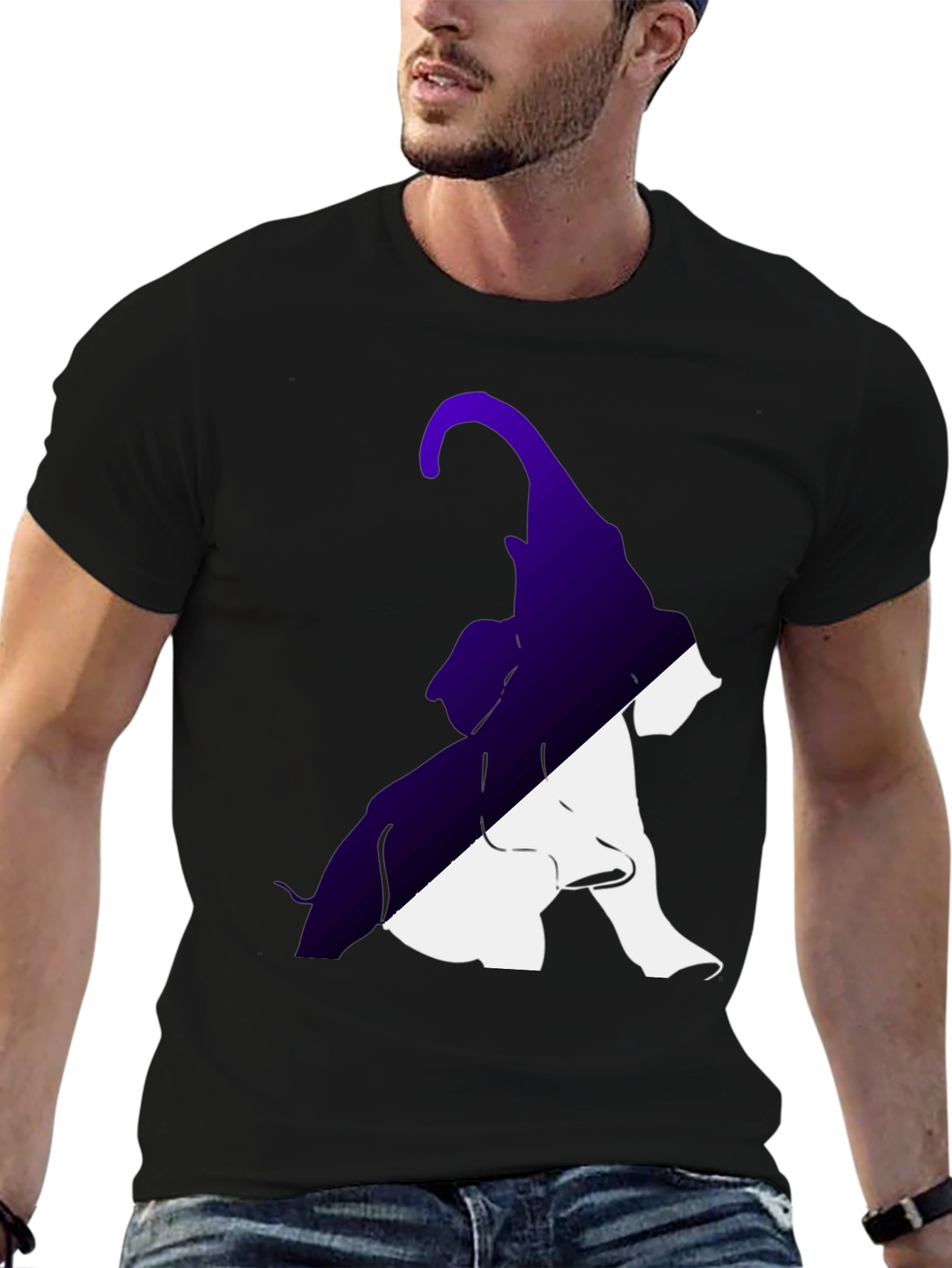 Two-Tone Elephant Graphic Tee - Stylish Casual Wear