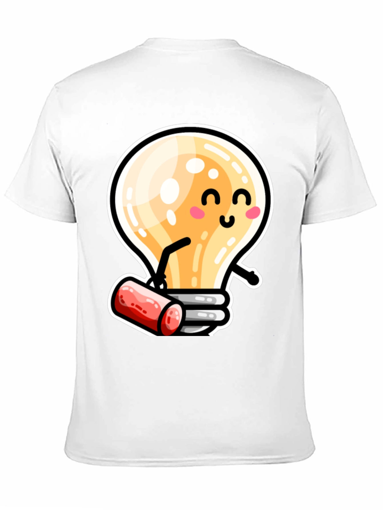 Cute Light Bulb Cartoon T-Shirt - Black