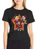 Rock Band Cartoon Graphic Black T-Shirt