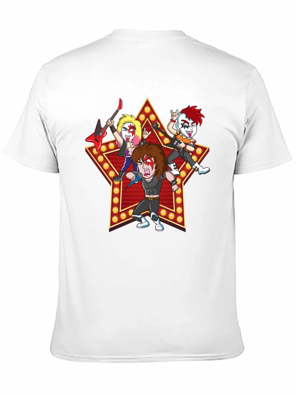 Rock Band Cartoon Graphic Black T-Shirt
