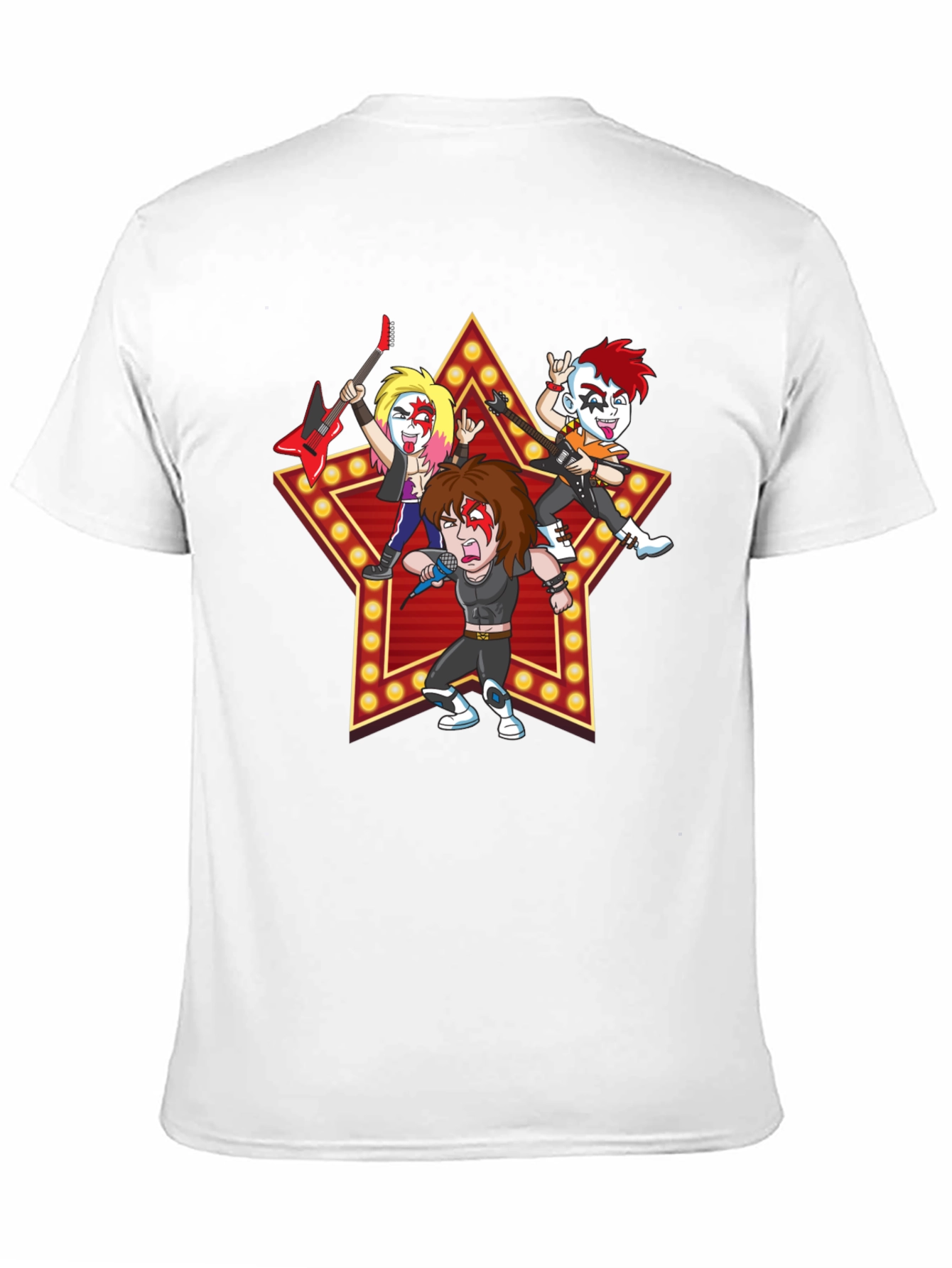 Rock Band Cartoon Graphic Black T-Shirt