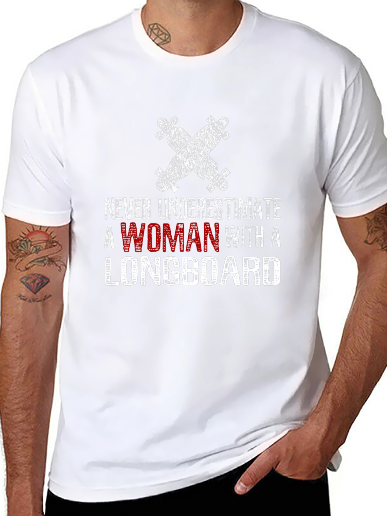 Never Underestimate Woman Longboard T-Shirt